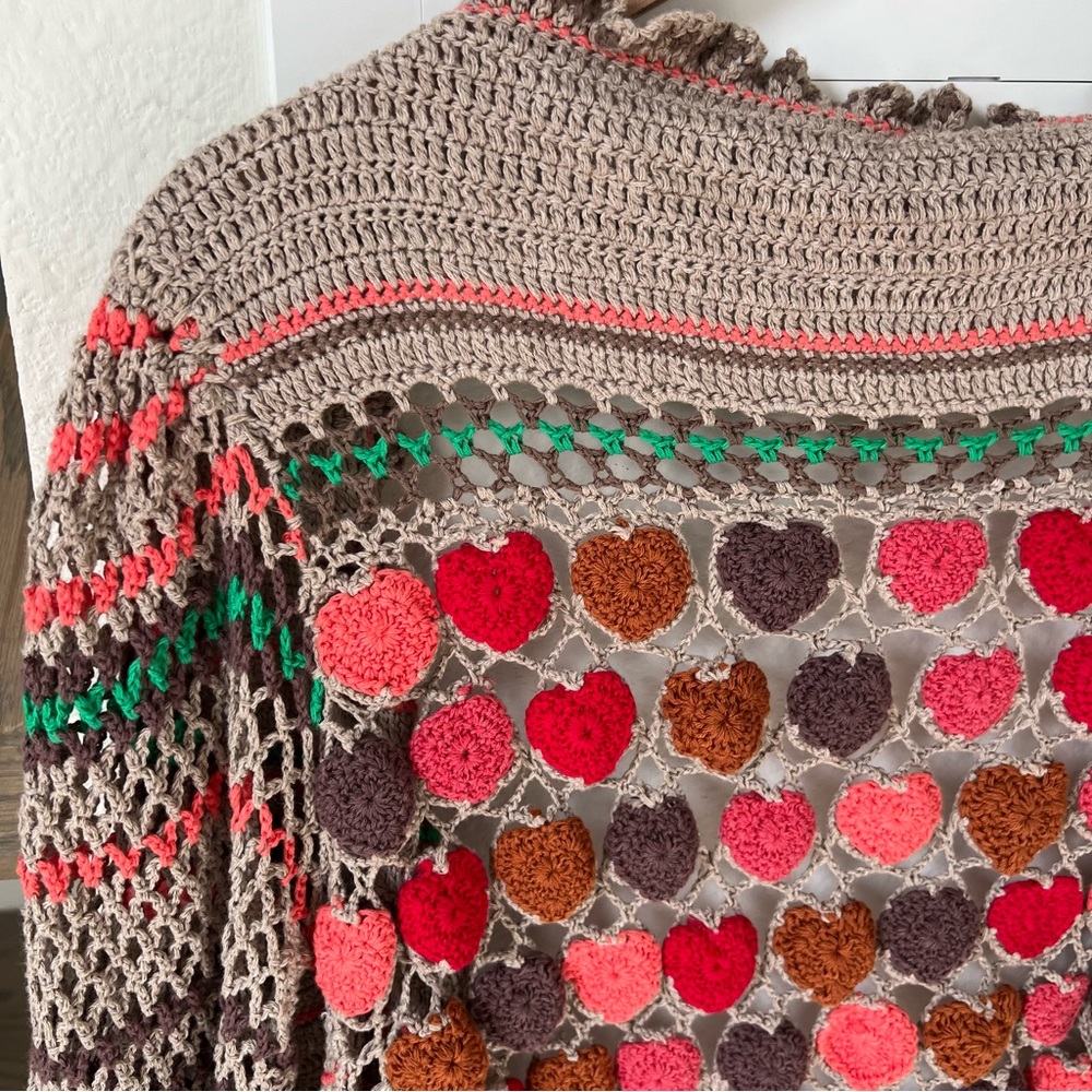 NWOT Free People Heart Eyes Cardi Cardigan Sweater in Moonlight Hearts Combo - Picture 6 of 9